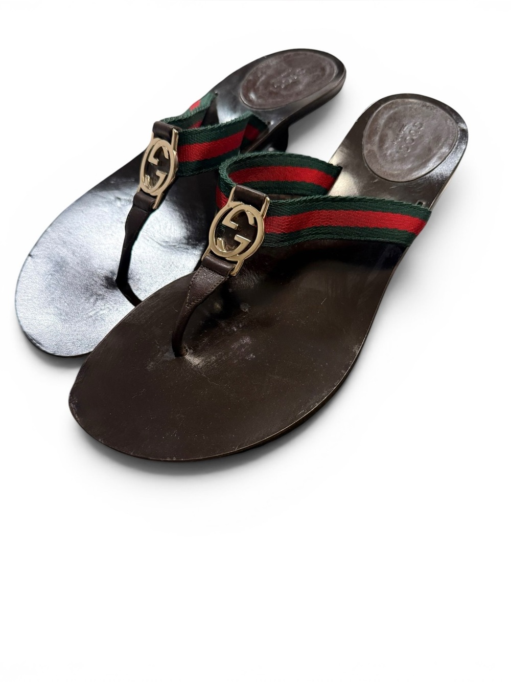 Y2K Gucci web stripe kitten heel thong sandal - Tom Ford era - Picture 4 of 16